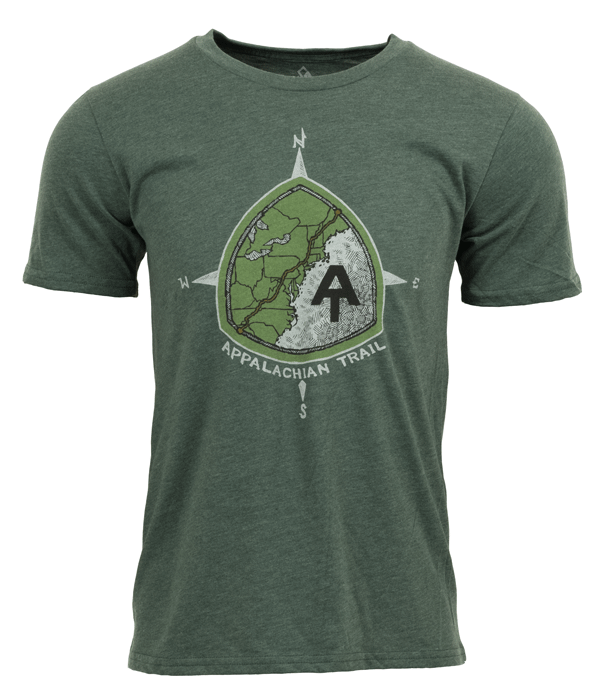 Appalachian Trail AT Mens Unisex Thru Hiker t-shirt green organic cotton recycled polyester made in the usa