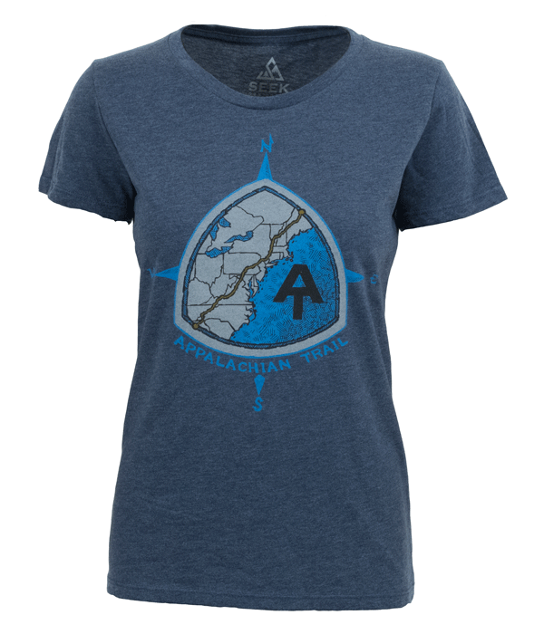 Appalachian Trail AT Womens Thru Hiker t-shirt navy organic cotton recycled polyester made in the usa