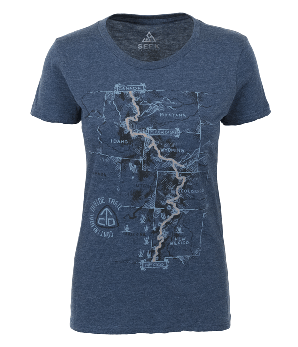 Continental Divide Trail Women's Trail Map t-shirt blue