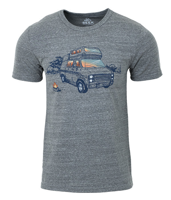 Mens Seek Dry Goods outdoor artist series "van life" tri blend t-shirt grey