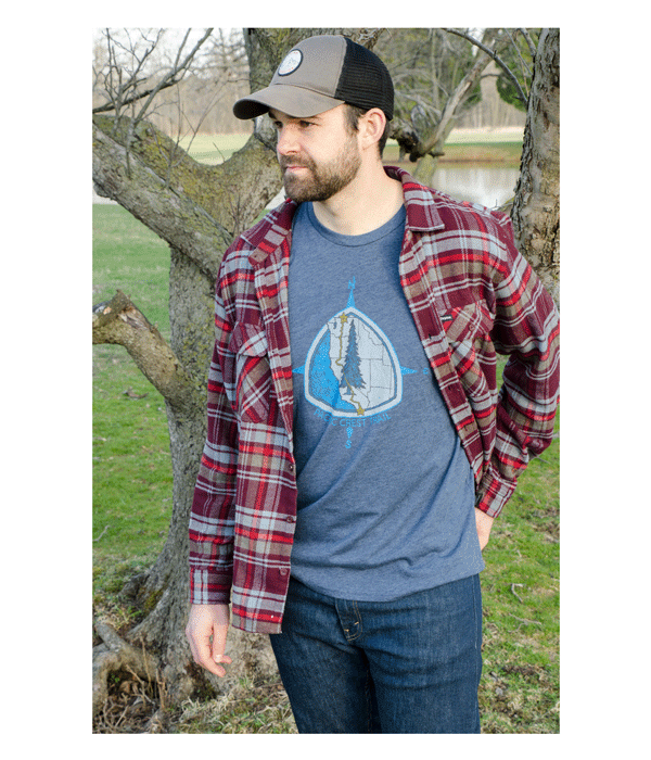 Pacific Crest Trail PCT Mens Unisex t-shirt navy organic cotton recycled polyester made in the usa