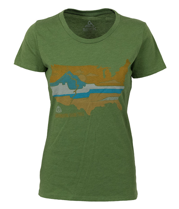 Womens Continental Divide Trail "United Landscapes" t-shirt green CDT
