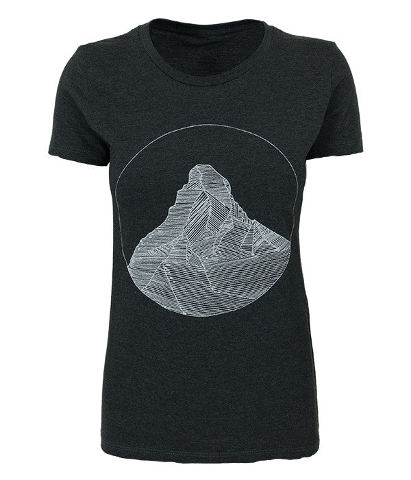 Womens Seek Dry Goods outdoor artist series "matterhorn" t-shirt charcoal