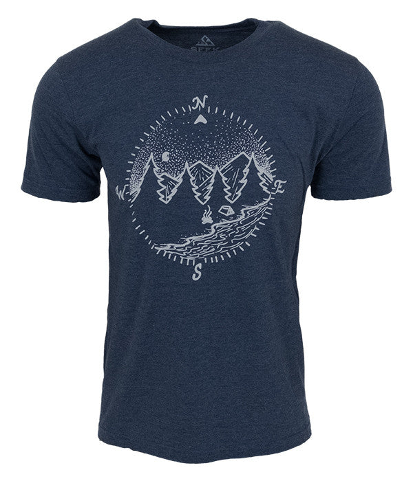 Mens Seek Dry Goods outdoor artist series "true north"  t-shirt navy