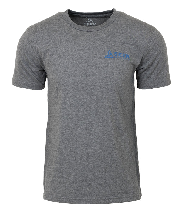 Mens Seek Dry Goods outdoor artist series "home of the brave" front t-shirt grey