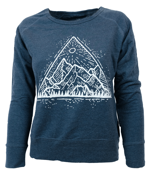 womens mountain view organic and recycled sweatshirt navy