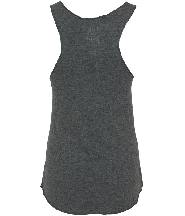 Womens Seek Dry Goods outdoor artist series "adjust your altitude" tank top grey back