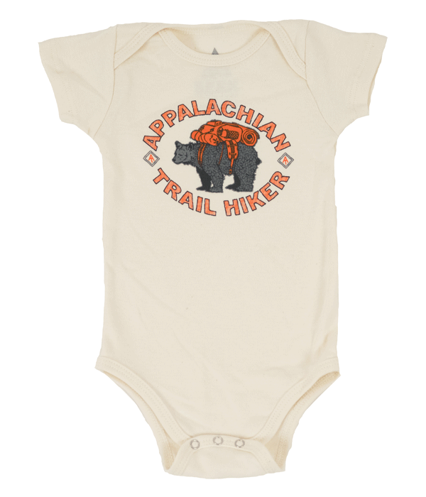 Appalachian Trail AT infant one piece onsie bearpacker eggshell organic cotton recycled polyester made in the usa
