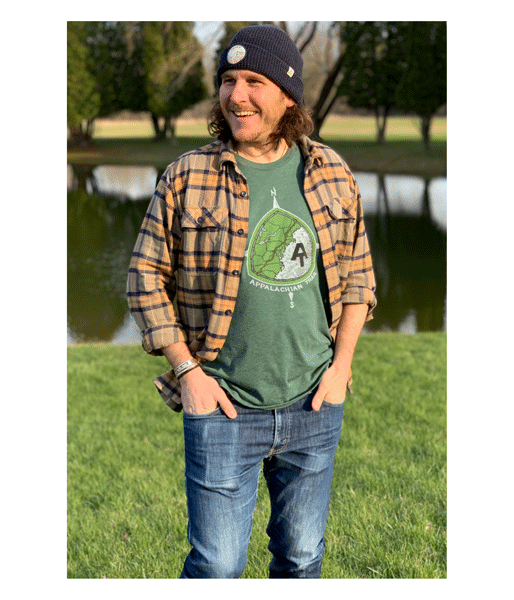 Appalachian Trail AT Mens Unisex Thru Hiker t-shirt green organic cotton recycled polyester made in the usa