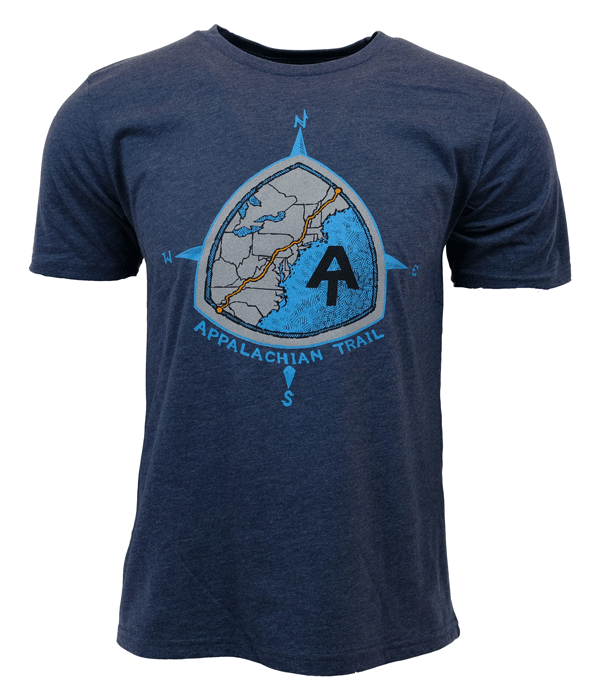 Appalachian Trail AT Mens Unisex Thru Hiker t-shirt navy organic cotton recycled polyester made in the usa
