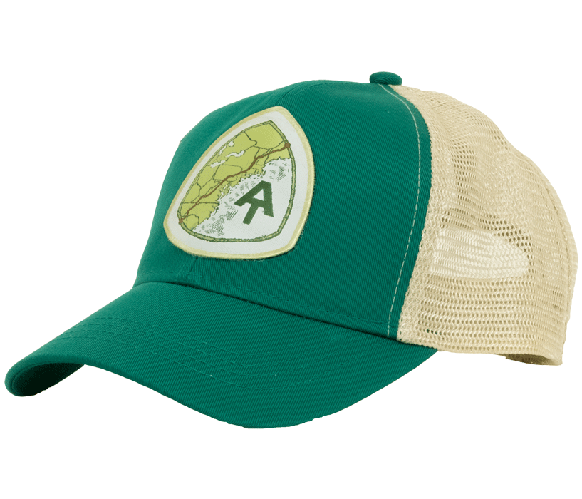 Appalachian Trail AT Trucker Hat emerald organic cotton recycled polyester made in the usa