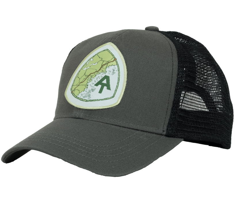 Appalachian Trail AT Trucker Hat grey organic cotton recycled polyester made in the usa