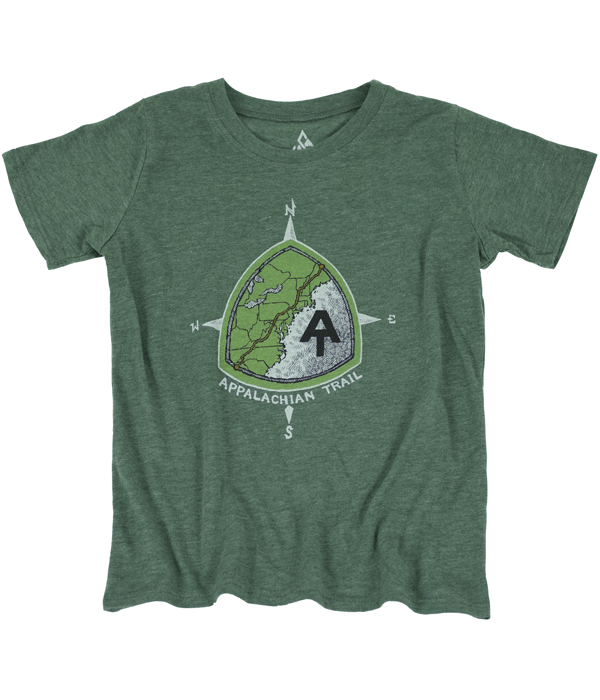 Appalachian Trail AT Kids Youth Thru Hiker t-shirt green organic cotton recycled polyester made in the usa