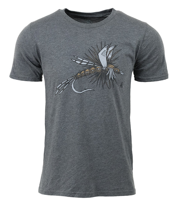 Mens Seek Dry Goods outdoor artist series "dry fly" t-shirt grey