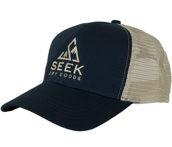 Seek Dry Goods Eco Trucker Hat Core Logo Pacific Blue