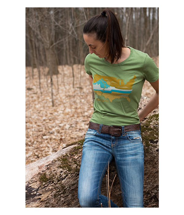 Womens Continental Divide Trail "United Landscapes" t-shirt green CDT lifestyle
