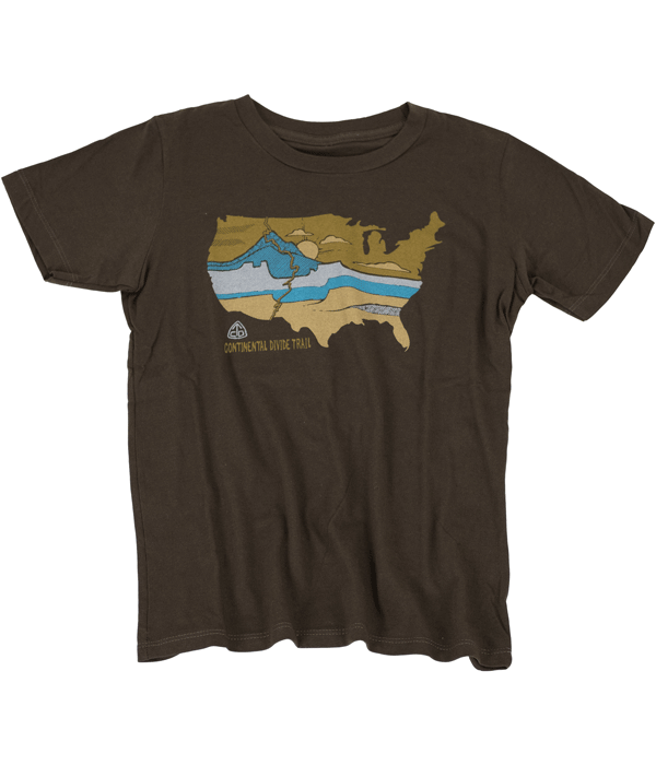 continental divide trail cdt kids youth united landscapes t-shirt brown