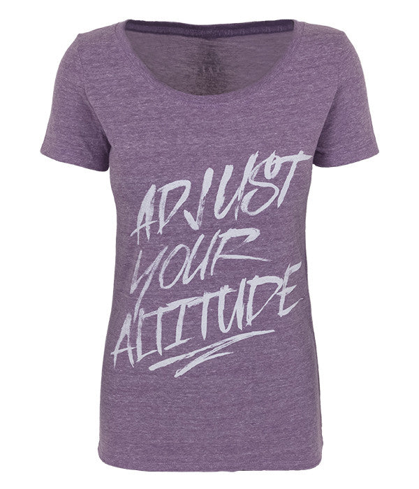 Womens Seek Dry Goods outdoor artist series "adjust your altitude" tri blend t-shirt purple