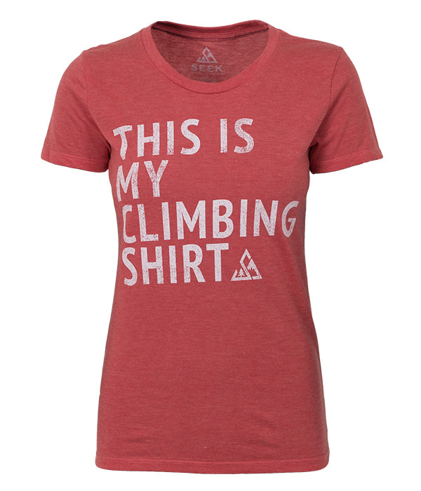 Womens Seek Dry Goods outdoor artist series "my climbing shirt" t-shirt red