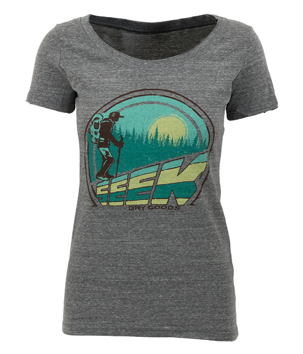 Womens Seek Dry Goods outdoor artist series "trail breaker" t-shirt grey
